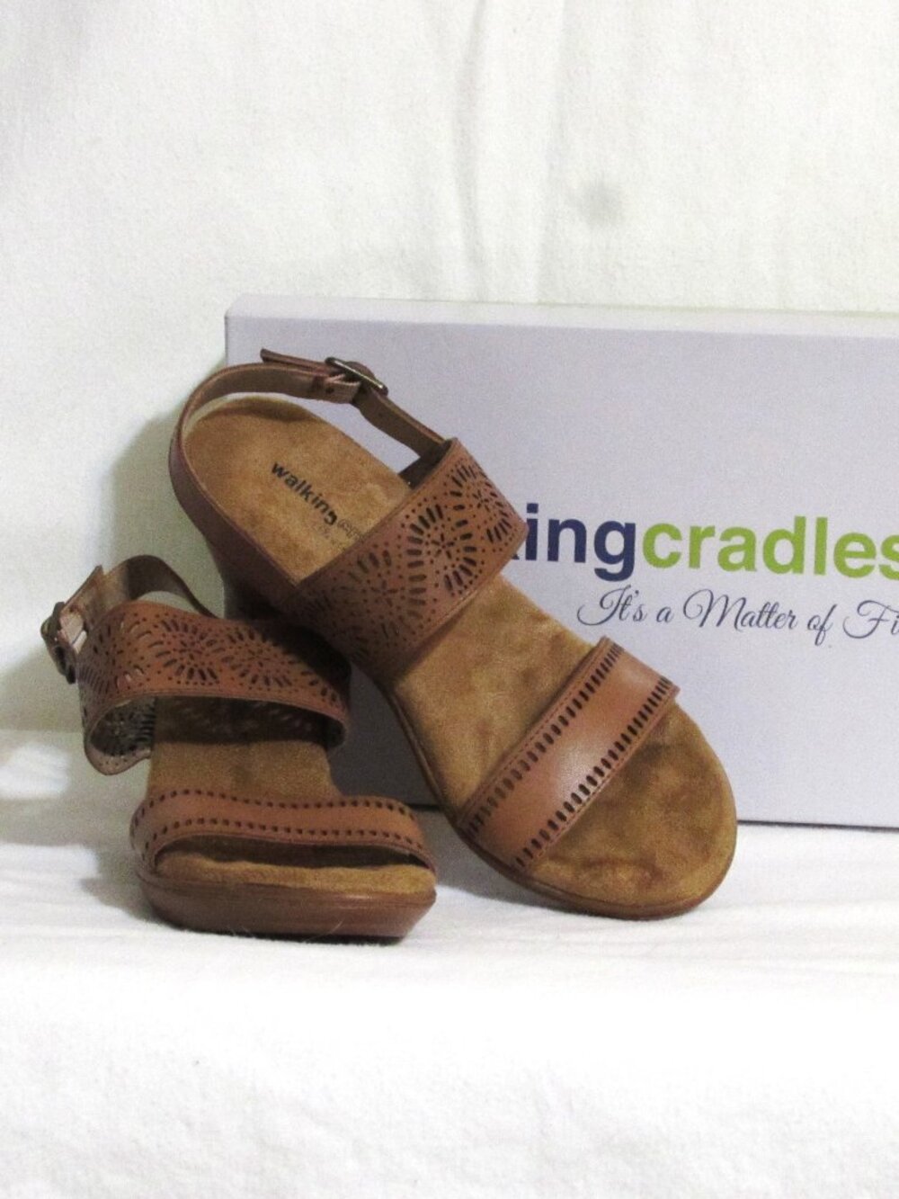 NEW Ladies WALKING CRADLES Brown Leather Wedge Heel Sandals Shoes 9 N Orig $139!